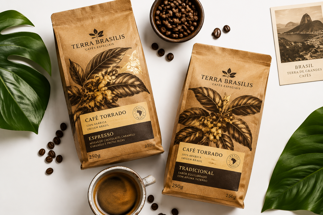 Embalagens de café de torrefação brasileira