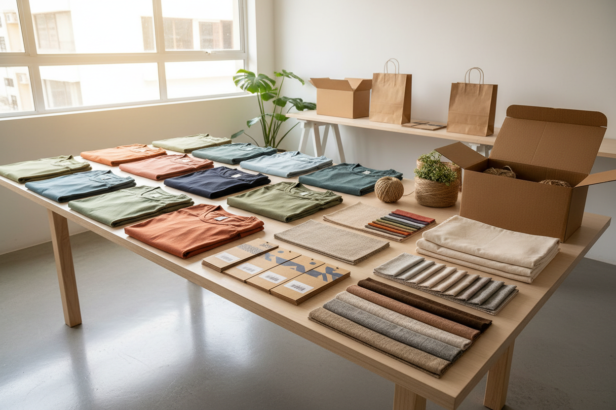 Etiquetas com códigos de barras em roupas de uma marca de moda